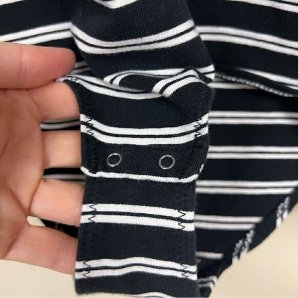 J Crew black and white striped bodysuit. Sz S - Picture 7 of 8